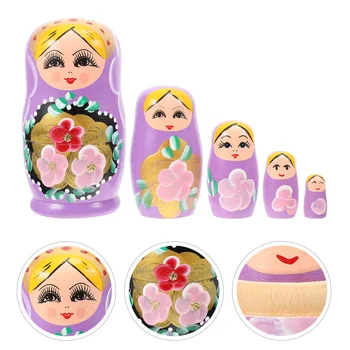 5 יח ' Matryoshka בובות עץ צבוע רוסית מלאכות צעצועים בבושקה ריק יצירתי קינון.